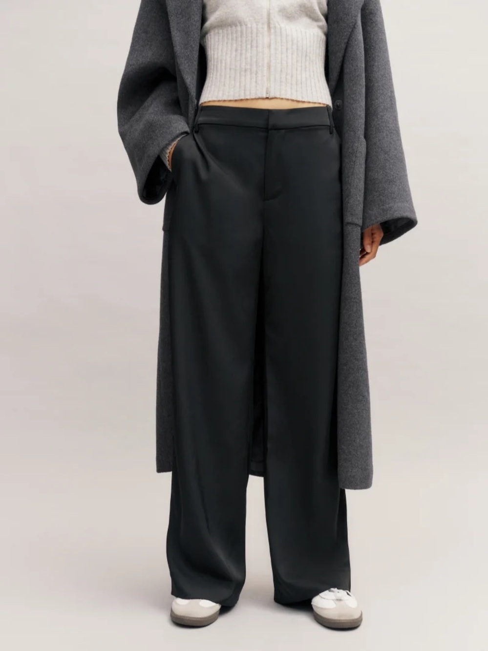 Reformation Bryn Mid Rise Pant in Black Silk